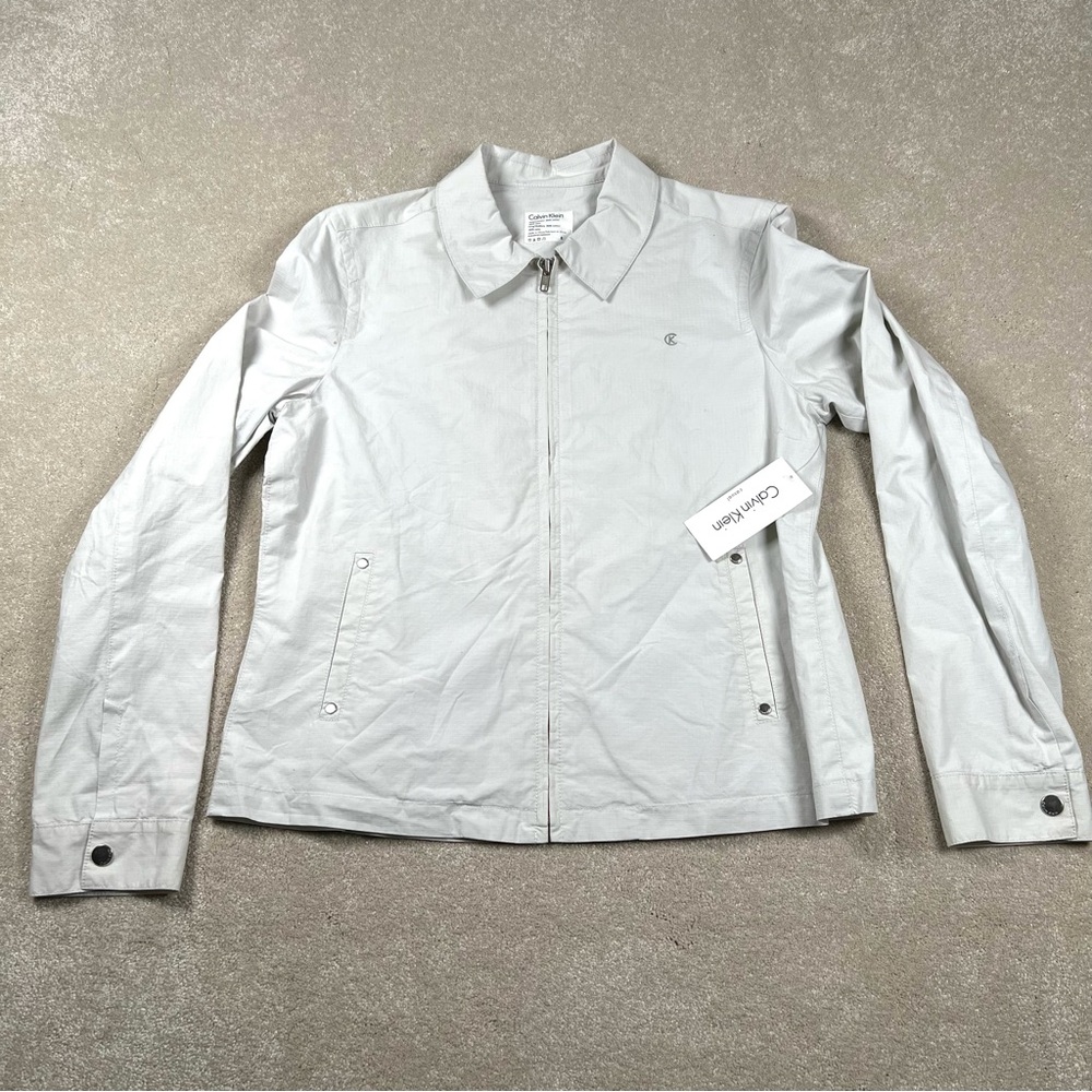 Calvin Klein NWT Jacket Lightweight Zip Up Cream/Shell women's 8 Flawed see pics